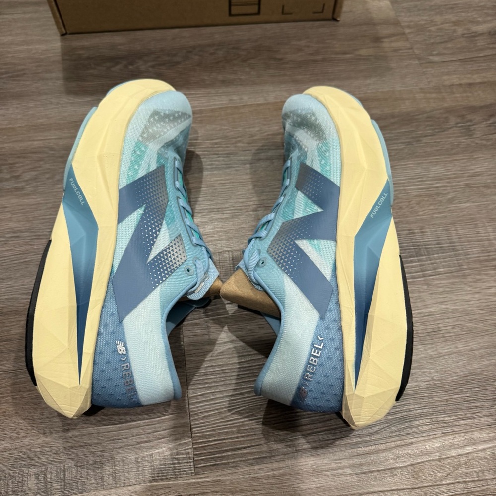 New Balance Fuel Cell Rebel V4 Quarry Blue Chrome Heron Blue Athletic Sneakers - Picture 7 of 12